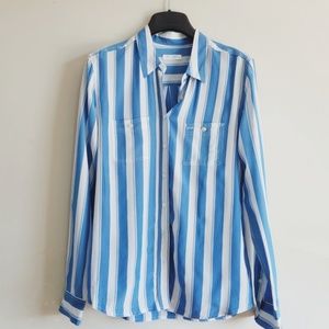 EQUIPMENT FEMME Striped Silk Button Down Shirt